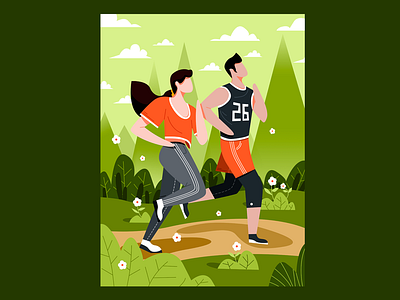 Running Couple 💑 — 02 character couple graphic green illustration life nature running