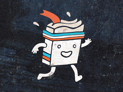 Let's Book It austin book character cute happy illustration kid logo running smiling stripes