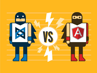 Backbone vs Angular bolt illustration illustrator lightning ninja superhero