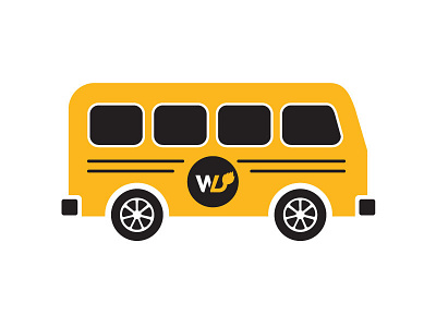 The Short Bus bus graphic illustration pimp rims yellow