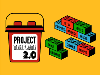 Project Template Blocks blocks bricks bucket illustration lego process project template