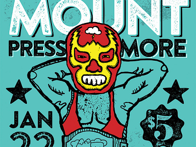 Mount Pressmore Lucha Poster cloud drawing illustration luchador mask star teeth