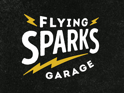 Flying Sparks Garage angled bolt brand garage grunge lightning logo spark texture typography