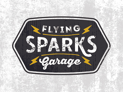 Flying Sparks Garage bolt flying garage grunge lightning logo sparks texture