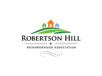 Robertson Hill Neighborhood Association design hill home house illustration logo neighborhood ribbon star typography