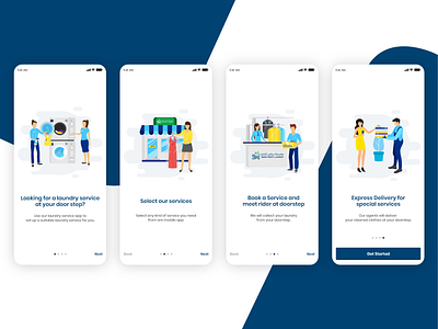 Laundry Service Management App - Onboarding Screen Design laundry app laundry service uidesign