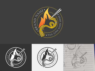 Fire Noodle Logo caporaider fire logo logodesign noodle vectors