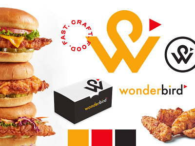 Wonderbird Brand Identity badge brand identity branding chicken fast food food fries icons label logo menu menu design nuggets package package design salad sandwich sauce tshirt tshirt design
