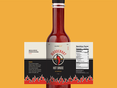 Wonderbird Hot Sauce branding chili pepper design fire flame flames food hot hot sauce icons illustration label label design label packaging package design vector