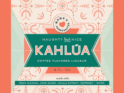 Kahlua Label alcohol aqua colorblock coral food kahlua label package pattern pink