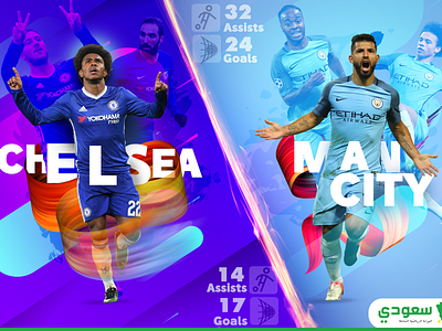 Chelsea Vs Man city art design flat graphic typography ui