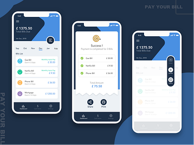 Pay Your Bills App app bills concept design ios iphone money monthlybills uiux