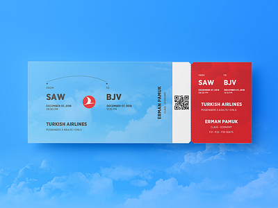 Turkish Airlines Ticket art design graphic mockup psd web