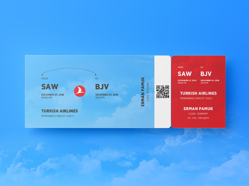 Turkish Airlines Ticket By Erman Pamuk On Dribbble