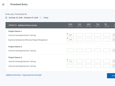 Weekly Time Sheet Entry App