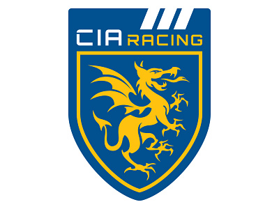Cambrian International Academy Racing Team crest dragon emblem logo racing school shield team