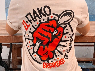 El flako apparel band cereal coffee digital illustration handmade metal patch procreate punk t-shirt