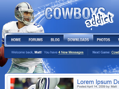 Cowboys Addict logo + website design football vbulletin wordpress