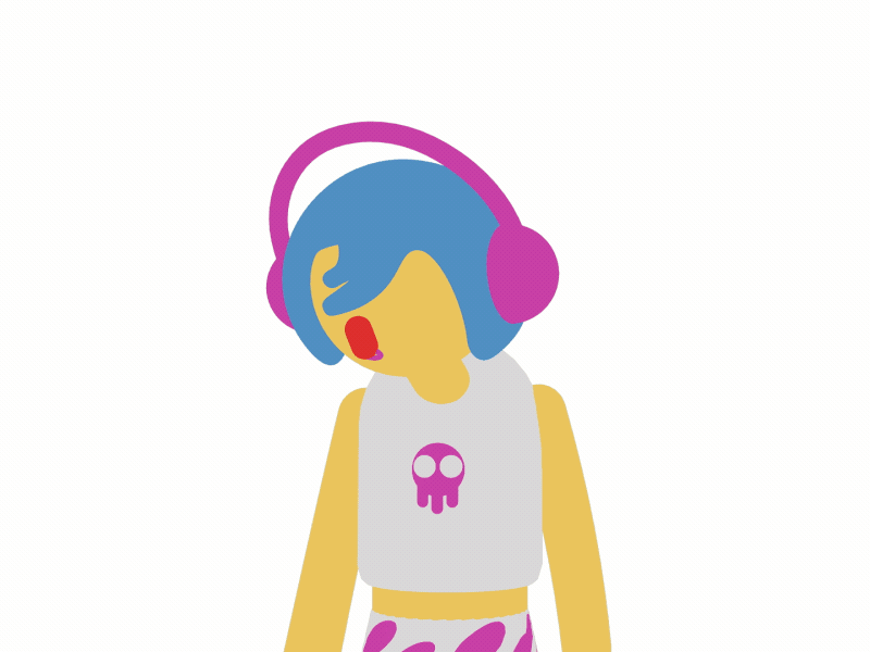 headphone girl 3d animation2d c4d girl loop