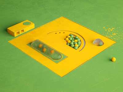 Game 3d c4d game yellow green