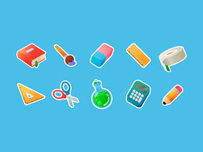 Back to school icons set colorful design icon illustration school school app supplies