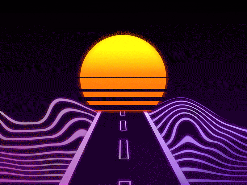 Synth Wave Animated after effecs animation motion motion graphics neon scribble streets stroke sun synthwave vapoorwave