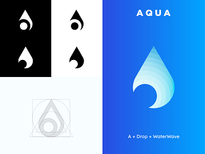 Aqua a aqua brand identity branding branding design create logo design designer drop india lalit logo logo design logo designer logomaker logomark logotype print water wave