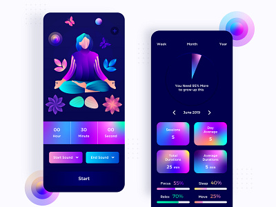 Meditation UI app design designer india lalit meditation minimal mobile reminder ui user interface ux yoga