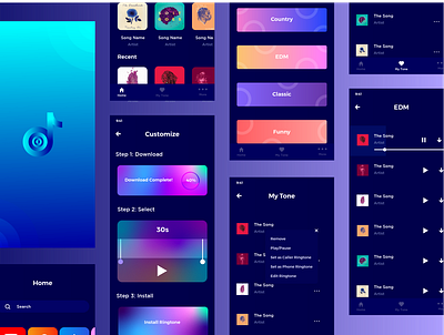 Ringtunes APP UIX app cutter design designer edit futuristic india ios lalit mobile ringtone screen splash ui ux