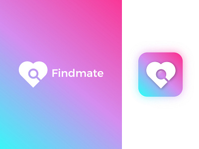 Findmate branding design designer find heart india lalit logo designer logomark love mate minimal search