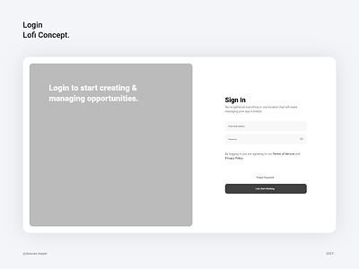 Low Fidelity Login Concept by Duncan Meyer on Dribbble