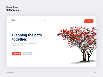 Home Page Concept Version 02 adobe xd blue branding coral colors coral tree corporate identity finance business home page illustration main illustration modern design orange tree uiux website concept websites