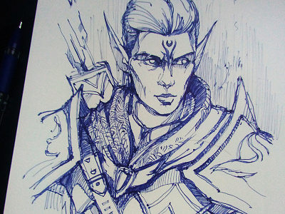 Ranger art concept drawember elf sketch face ink inktober pen ukraine warrior