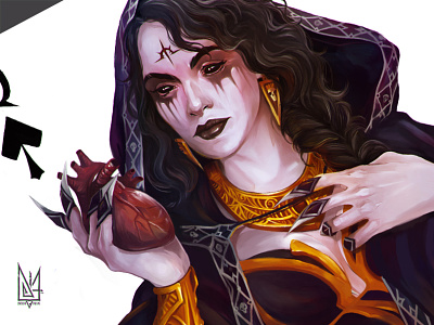 Queen of Spades cards digital fantasy mihanik myart playingcards process queen spades undead
