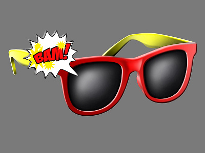 BAM! Speech Bubble Novelty Eyewear Design comic books costume party products eyewear fun graphics industrial design novelty product design products speech bubble designs