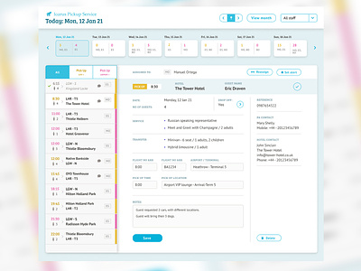 Shuttle Service Calendar UI design calendar forms interface design sidebar software tabs ui design ux design
