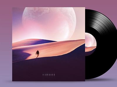 VIBRANCE. Vinyl Cover desert digital digitalart illustration inspiration man minimal modern music nature pastel planet sand surrealism trend vibrance vinyl