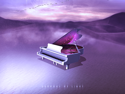 HARMONY OF LIGHT 3d blue c4d cinema4d desert digital digital art fog grand piano inspiration inspire inspiring music piano sand violet