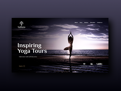 Sadhana UI design homepage inspiration mainscreen minimal nature screen tour trend ui yoga