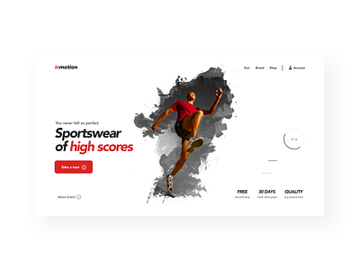 inmotion design homepage minimal sport ui user interface ux web website white