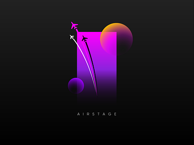 Airstage air airplane black branding colourful contrast design illustration minimal typography vector