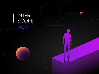 Interscope2033 black dark design future futuristic illustration man minimal orbit planet space typography universe vector