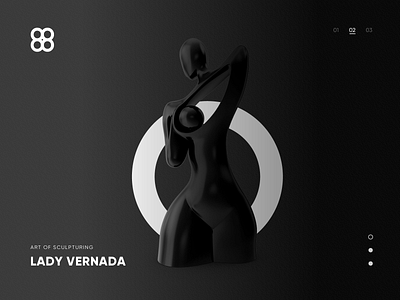 Lady Vernada black branding clean dark design minimal monochrome sculpture statue typography woman