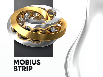Mobius Strip 3d abstract c4d cinema4d clean design geometry gold metal minimal mobius silver typography white