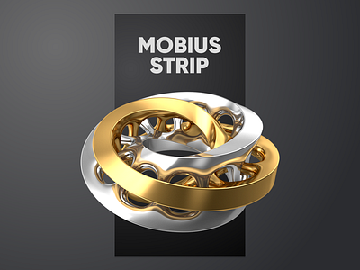 Mobius Strip 3 3d black c4d cinema4d clean dark design geometry gold minimal mobius silver typography