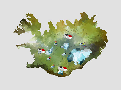 Water Color Illustration of Iceland graphic design iceland illustration