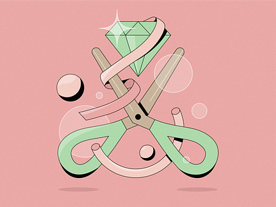 Diamond Cut 2d illustration adobeillustrator beauty diamond illustration illustrator pink scissors