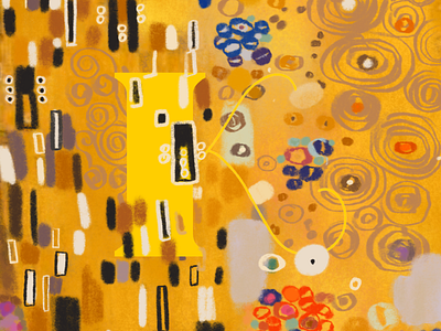 Klimt. #36daysoftype 36 days of type abstract art drawing gold gustav klimt k klimt letter k painting patterns the kiss type art vienna