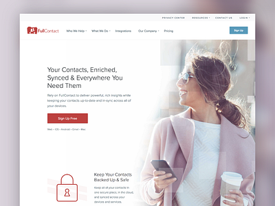 Redesigned FullContact for Individuals Page design web