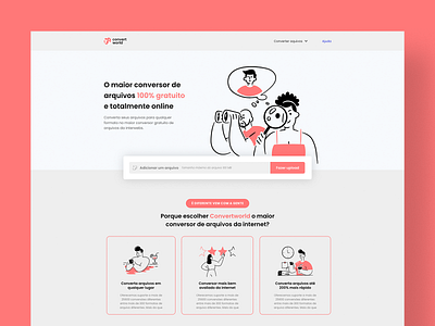 Convert World Page clean design flat illustration lettering minimal type ui web website